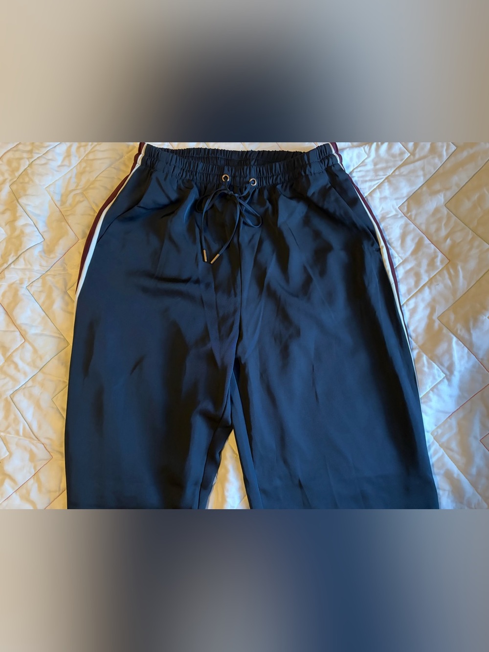 H&M Navy Track Pants with Side Stripe Size Small